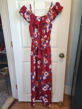 Love Reign Burgundy and Multicolor Floral Elastic Waist Top